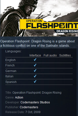Operation Flashpoint: Dragon Rising Steam - Click Image to Close